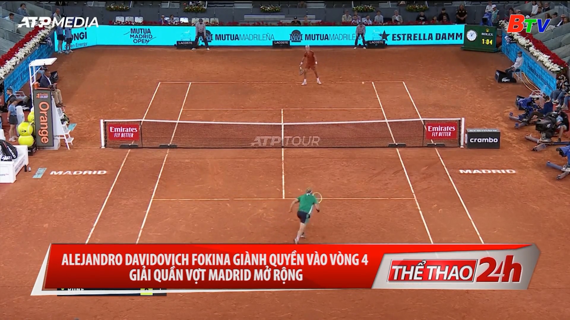 Alejandro Davidovich Fokina giành quyền vào vòng 4 giải quần vợt Madrid mở rộng